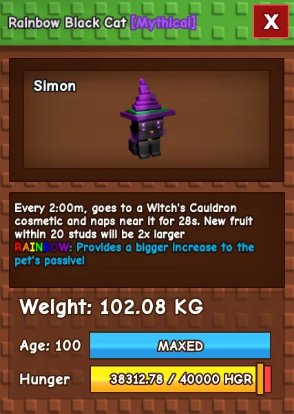 CHEAP 102kg Rainbow mutated Black cat 2min cooldown helps make plants bigger!!