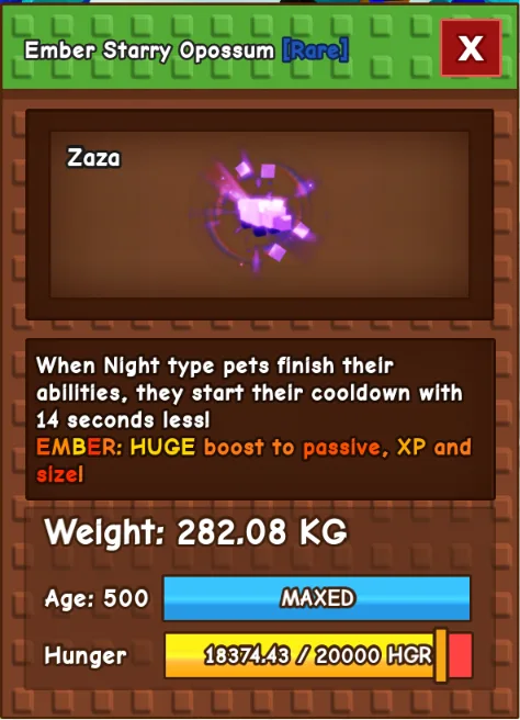 TITAN/HUGE STARRY OPOSSUM 282kg