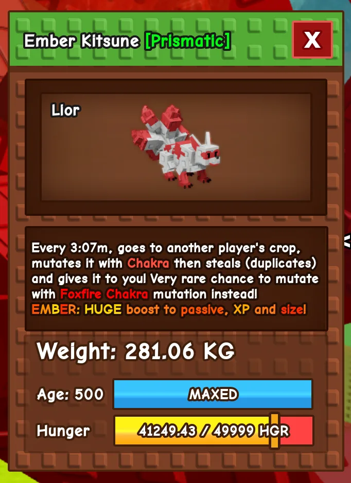 280kg Ember Kitsune maxed age 500 INSTANT DELIVERY