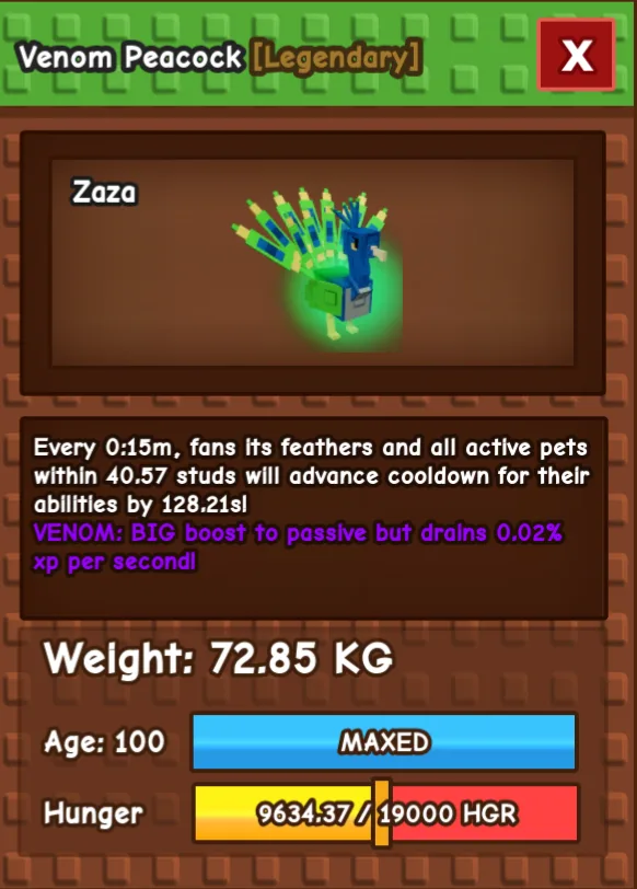 VENOM MUTATION HUGE TITAN PEACOCK 68 TO 74 KG 15 SECONDS COOLDOWN — Account account