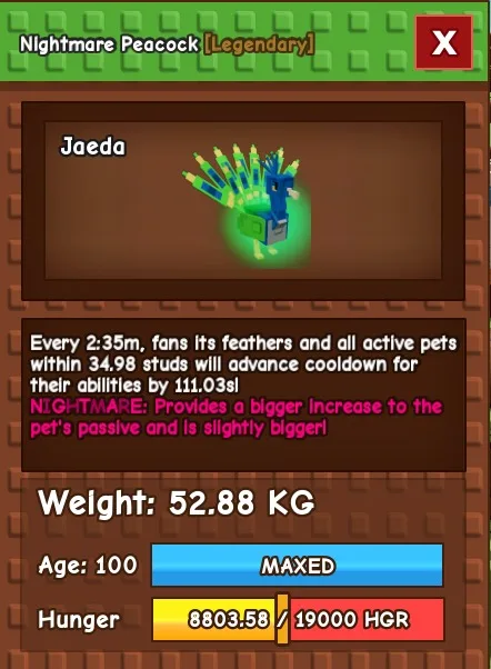 NIGHTMARE PEACOCK 50-59 KG GROW A GARDEN
