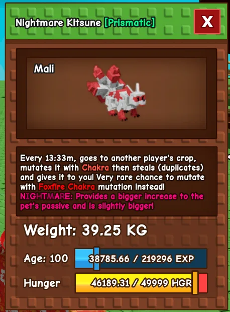 Huge Nightmare Kitsune Max lvl (+39kg) GROW A GARDEN FAST DELIVERY ONLINE NOW