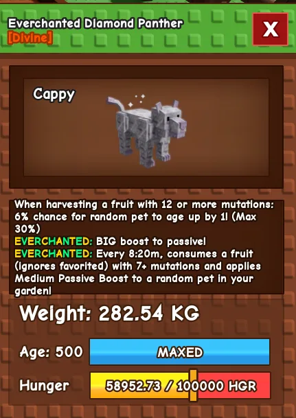 280kg+ Everchanted diamond panther super handsome// max ability capped