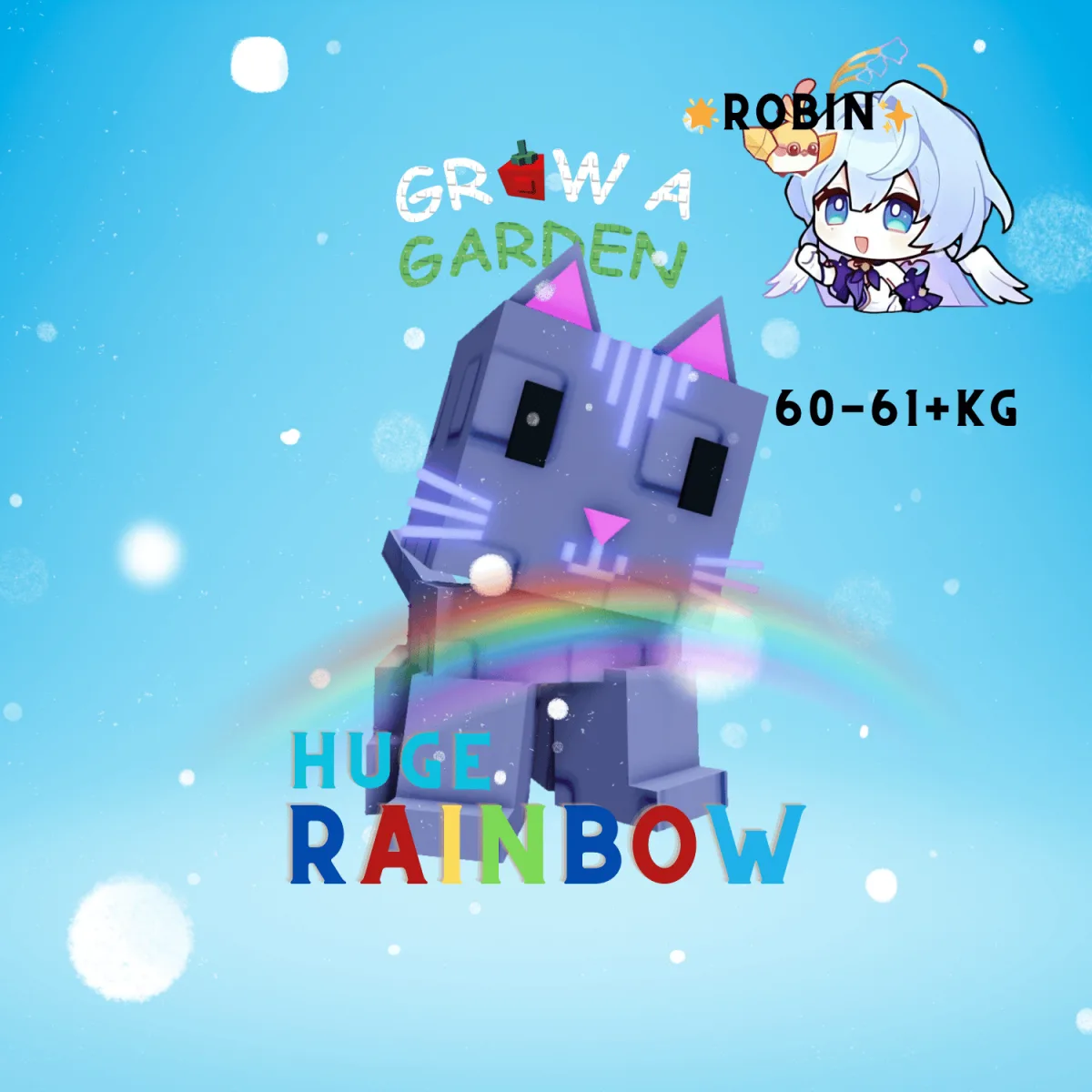 HUGE Rainbow Moon Cat - 60-61+KG - 15s CD - Grow a Garden — Account account