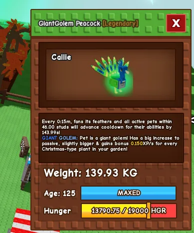 Giant Golem Peacock 139.93KG Lv./age break 125 15 sec CD — Account account