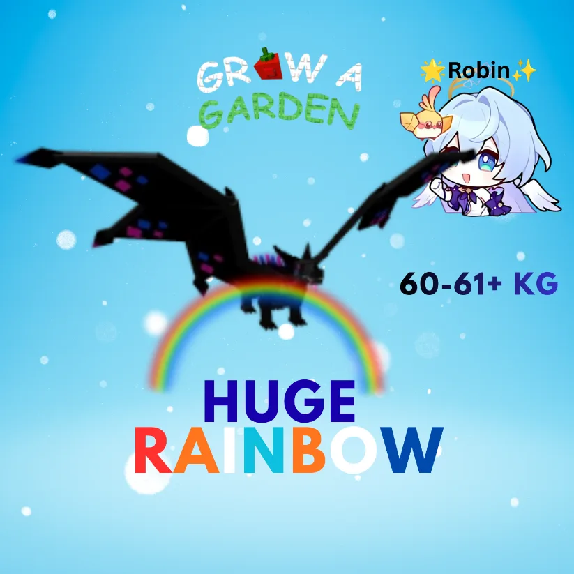 HUGE Rainbow Black Spotty Dragon - 60-61+KG - Grow a Garden