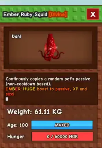 60kg+ Ember Ruby Squid super handsome and big