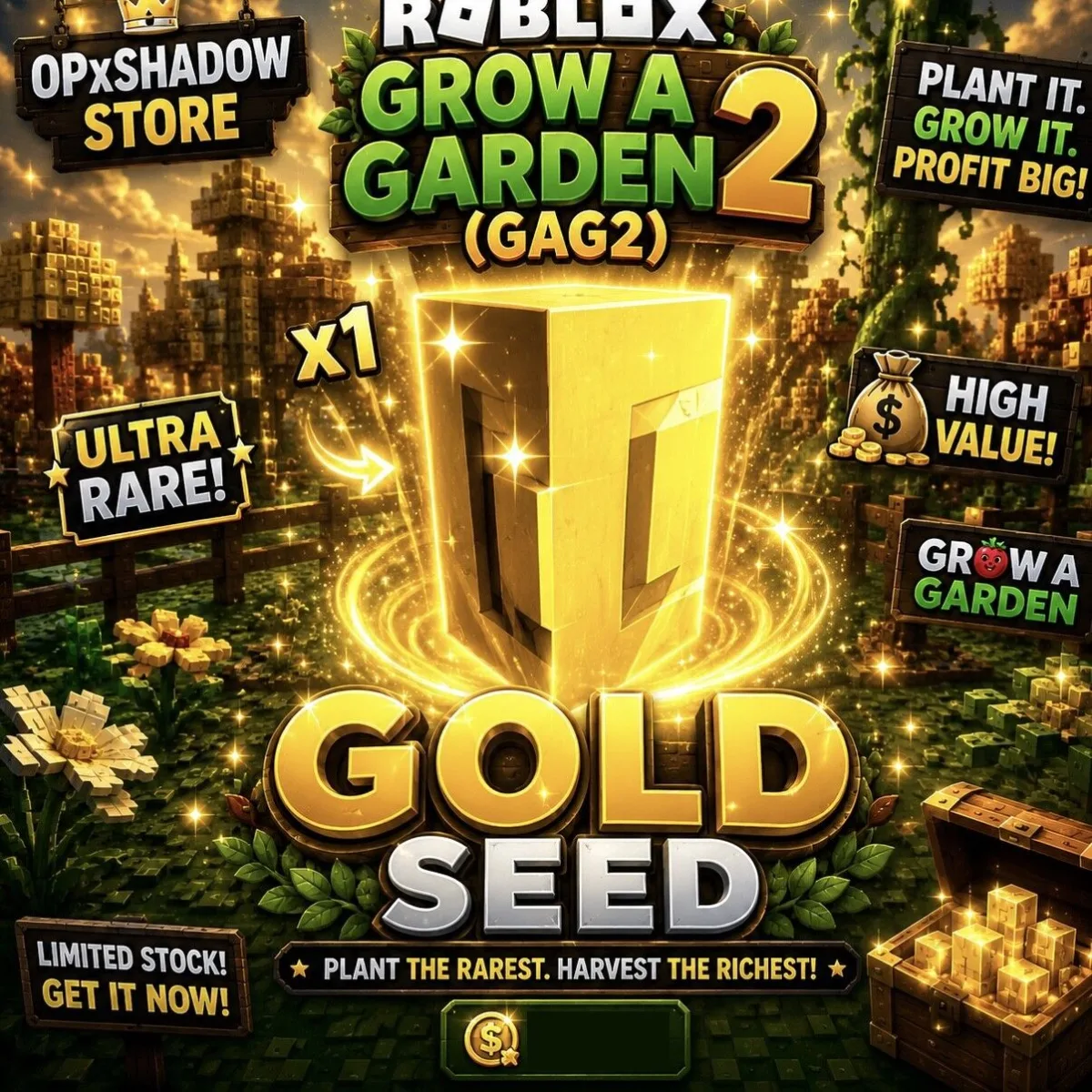 GOLD SEED _ GAG2 GROW A GARDEN 2 NEW GOLD SEED RARE PLANT GOLD SEED GLD GLOD GOLD SEED RARE 1x — Account account