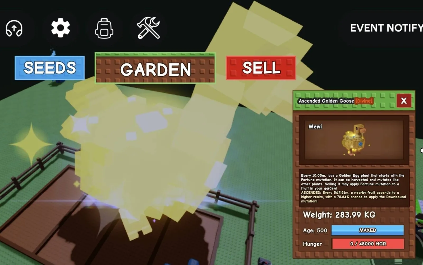 Huge ASCENDED Golden Goose - 283.99 KG (Age 500)