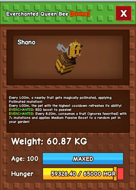 HUGE EVERCHANTED QUEEN BEE 60KG++ — Account account