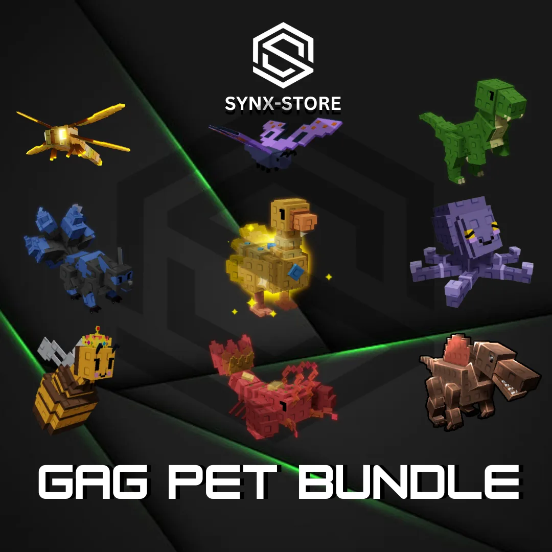 Pet Bundle 1 9 Pets Dragonfly + Butterfly + T-Rex + Mimic Octopus + Golden Goose + Corrupted Kitsune + Lobster + Spinosaurus + Queen Bee
