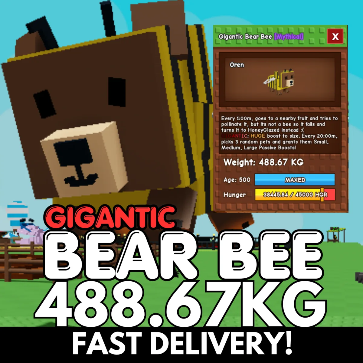 GIGANTIC Colossal Bear Bee 488.67KG Age 500 INSTANT DELIVERY
