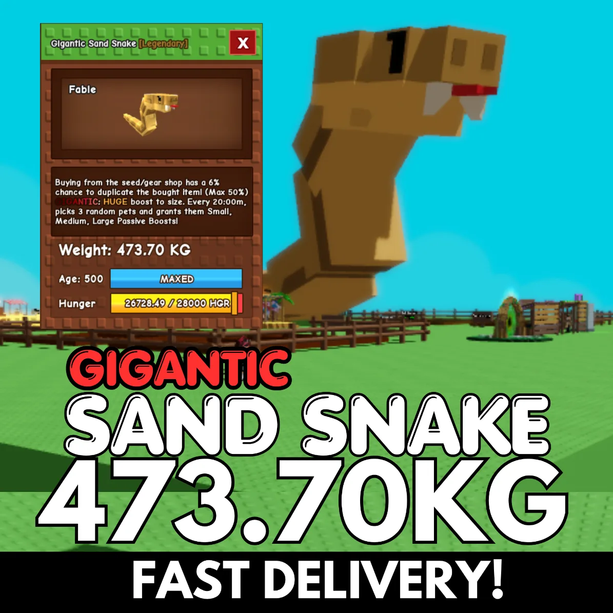 GIGANTIC Colossal Sand Snake 473.70KG Age 500 INSTANT DELIVERY