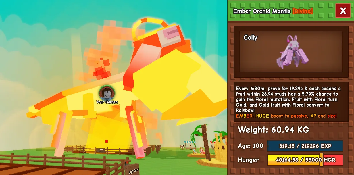 60.54kg+ Age 100 Ember Orchid Mantis