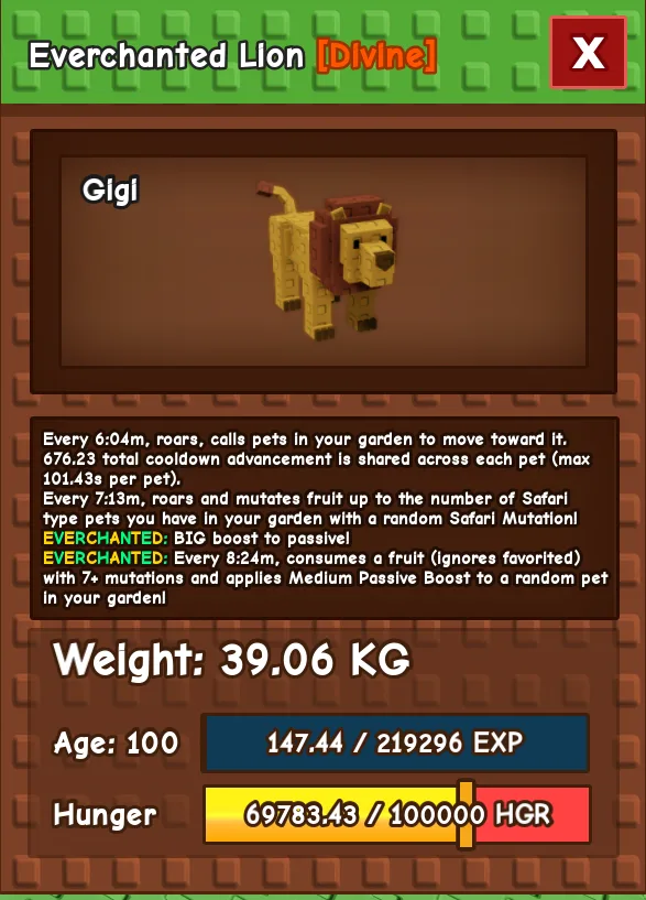 Everchanted Lion Divine 39KG 100 AGE