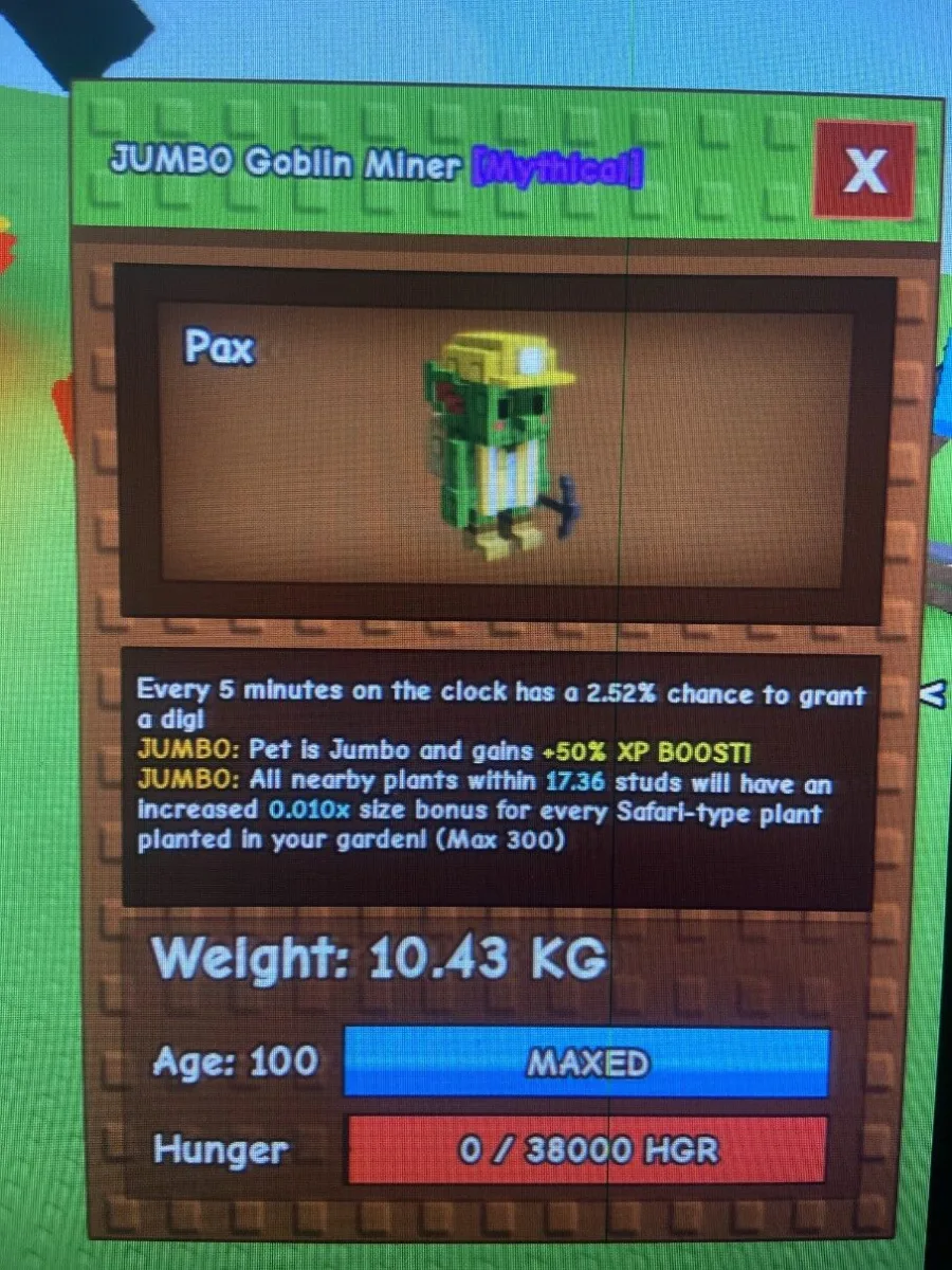 Goblin miner : kg 10.43 // age 100 // jumbo