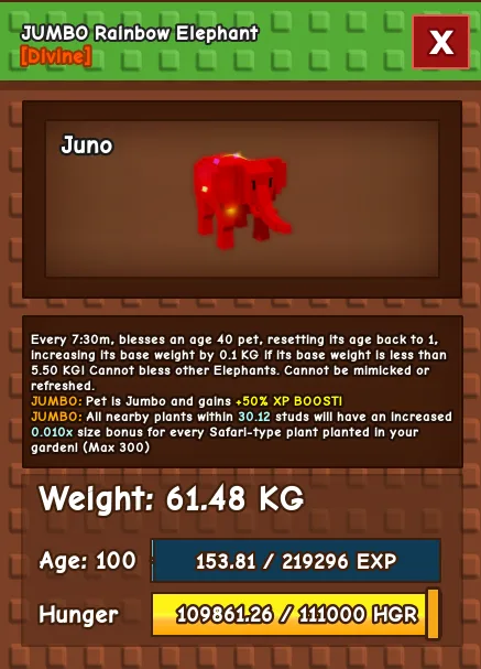 Huge 61.48KG Age 100 Rainbow/RBH Elephant — Account account