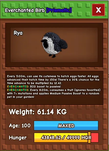 HUGE 60 KG+ BIRB EVERCHANTED MUTATION — Account account