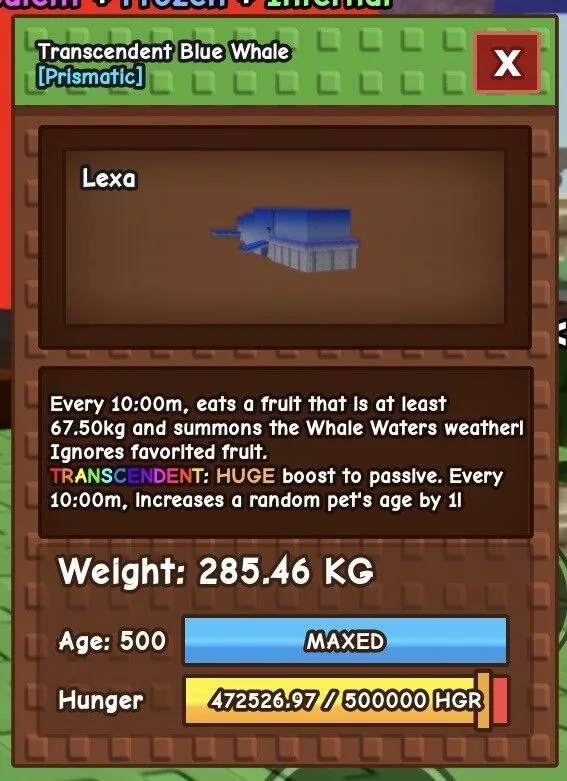 Transcendent BLUE WHALE 280+ kg Instant Delivery