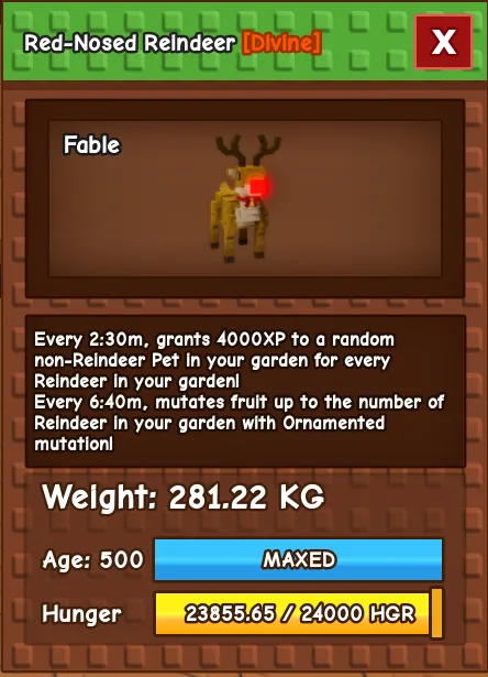 Red-nosed Reindeer 280+kg age 500 Fast delivery