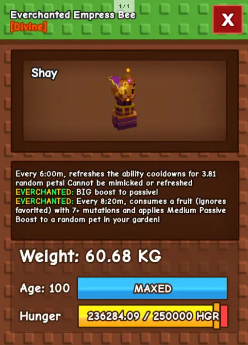 HUGE EMPRESS BEE NM / VENOM / EVER 60KG-61KG AGE 100