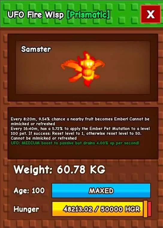 Huge Fire Wisp 60 - 62 Kg+ (random mut) MUTATION PET CHEAPEST AND INSTANT DELIVERY — Account account