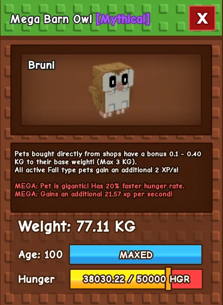 77KG MEGA BARN OWL — Account account