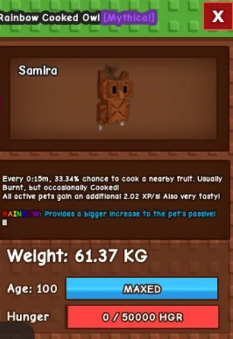 60kg+ Rainbow Cooked Owl super handsome