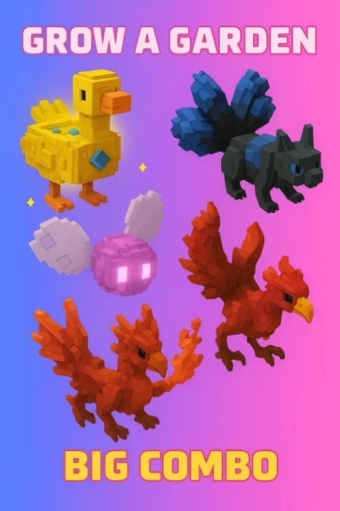 CORRUPTED KITSUNE + LOBSTER THERMIDOR + GOLDEN GOOSE + COCKATRICE + PIXIE 5 IN 1 FAMOUS PETS COMBO GROW A GARDEN INSTANT FAST DELIVERY