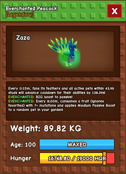 EVERCHANTED TITAN PEACOCK 93KG / AGE 100