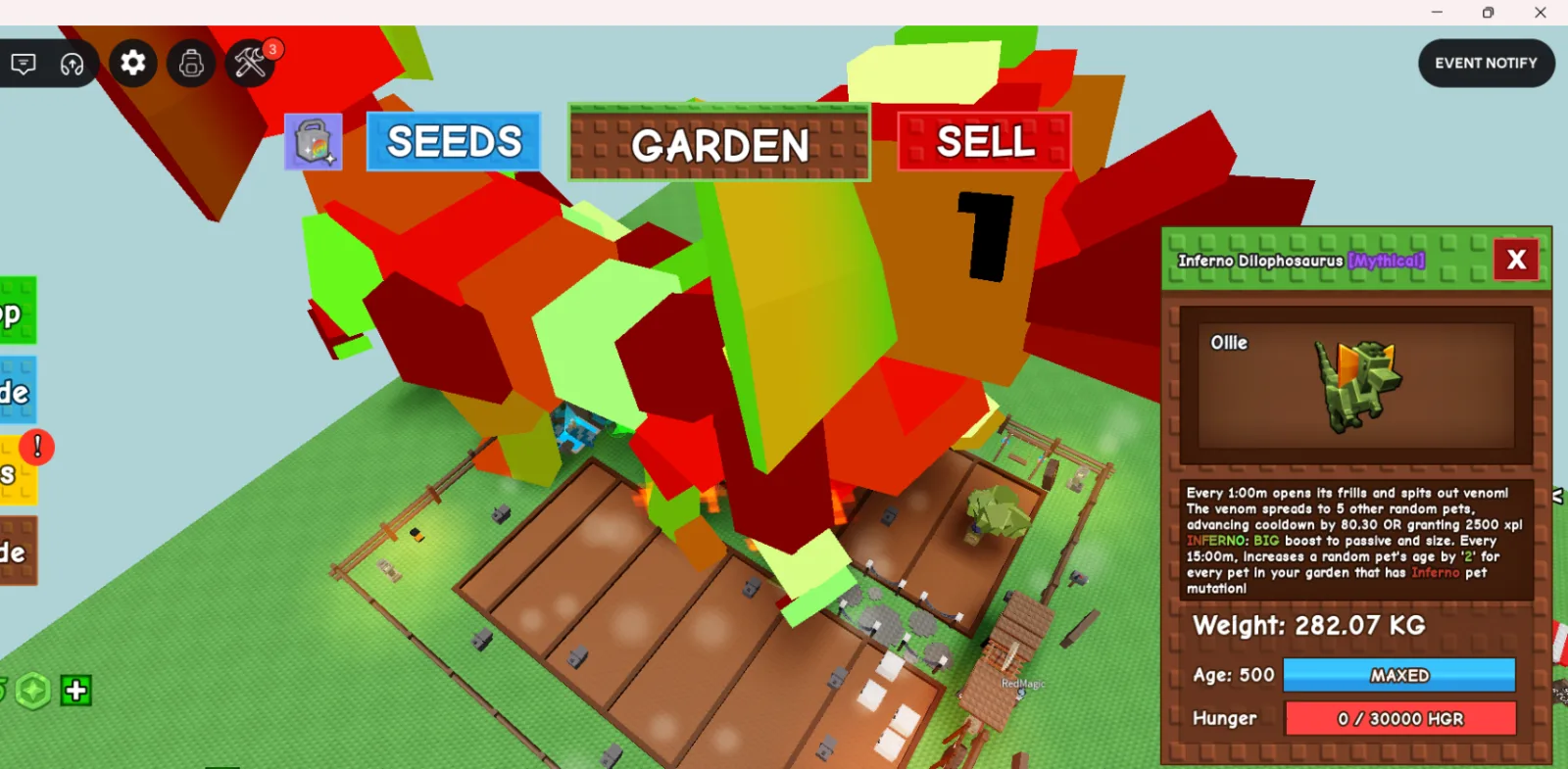 2 Huge Dilophosaurus Inferno 280Kg+ Age 500 Maxed Titan Visual// SUPER HANDSOME// 1 minute cd// inferno traits level