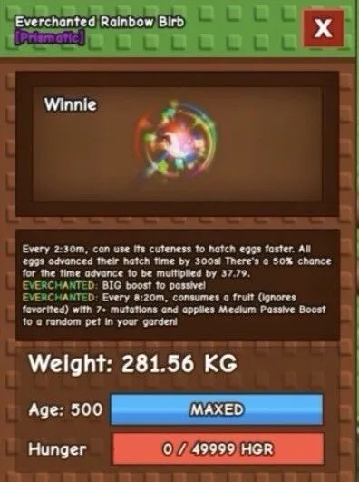 RAINBOW BIRB 280KG+ RANDOM MUTATION CHEAPEST FAST DELIVERY
