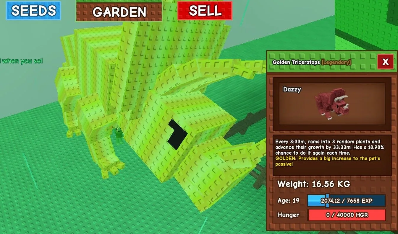 HUGE/GIANT/TITAN/TITANC TRICERATOPS GOLDEN 63KG WHEN MAX - GROW A GARDEN ROBLOX - CHEAP AND FAST DELIVERY — Account account