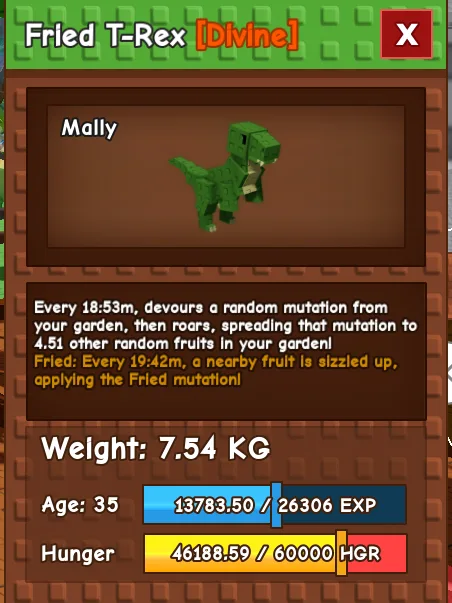 1-2 MIN DELIVERY FRIED T REX NEW MUTATION BIG 7.54KG!!!!!! AGE 35