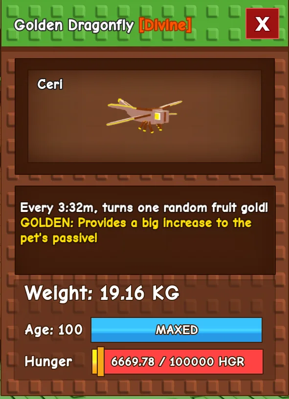 (100 age) GOLDEN Dragonfly
