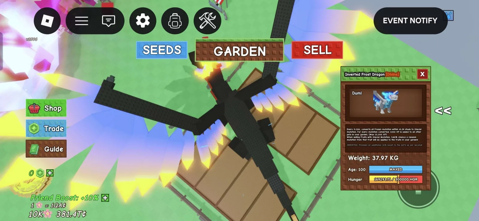 Huge INVERTED Frost Dragon (Black Dragon) - 37.97 KG (Age 100)