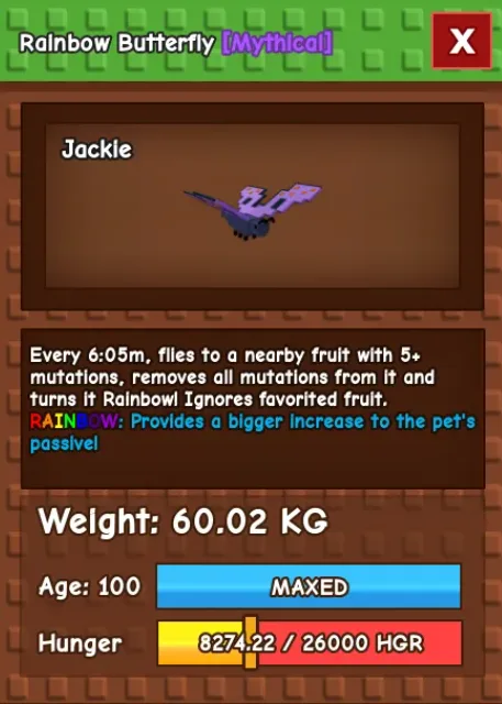 HUGE BUTTERFLY NM / VENOM / EVER 60KG-61KG AGE 100