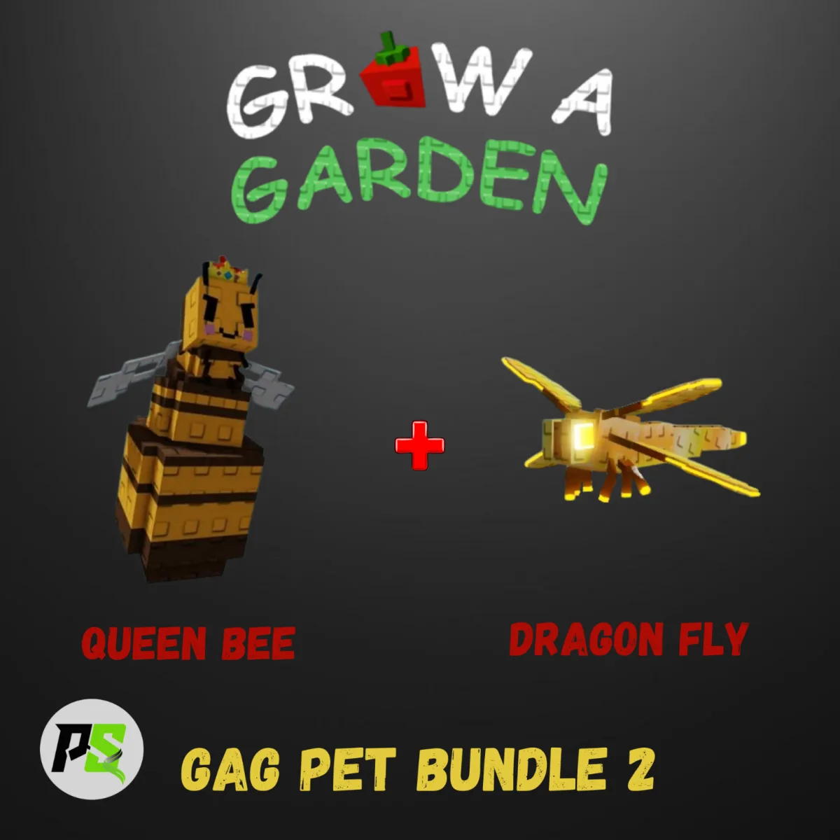 Pet Bundle 2 (Queen Bee + Dragon Fly) - Grow a Garden