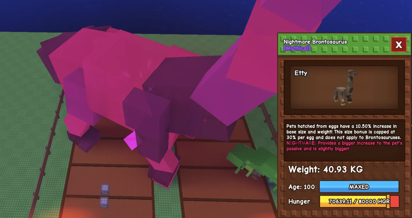 Huge Nightmare Brontosaurus 40.93kg (10.50 Ability)