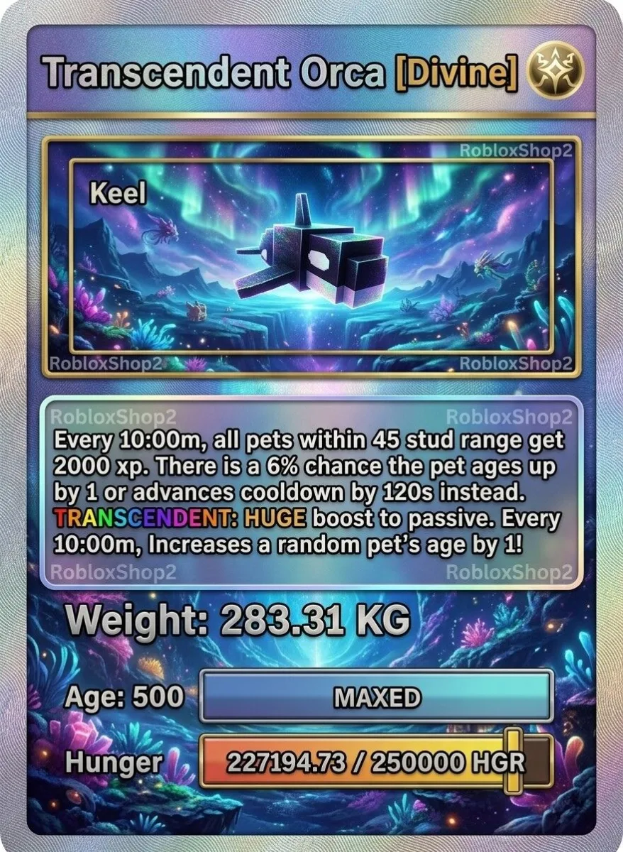 283.31KG TRANSCENDENT GIGANTIC ORCA I 5 0 0 AGE l READY TO USE - 10 MIN MAX CD - NO TOY LIMITED STOCK