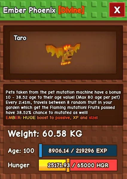 Ember Phoenix 280 KG Age 500 instant delivery titanic phoenix 280kg huge phoenix 280 kg ember mutation phoenix