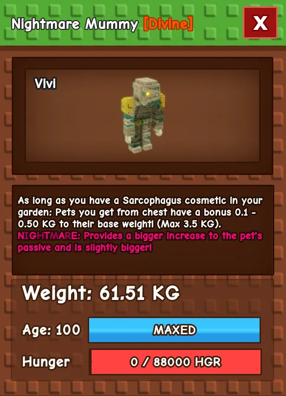 HUGE MUMMY NIGHTMARE / EVERCHANTED 60KG - 61KG — Account account