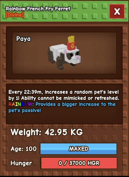 Huge Rainbow French Fry Ferret 42.95 KG