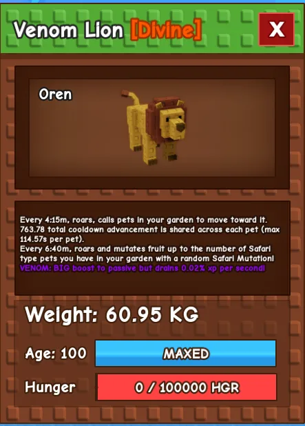 60kg HUGE VENOM LION