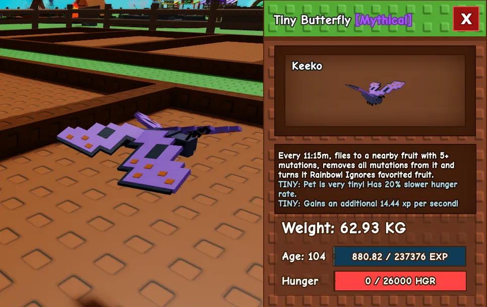 62.93kg Age 104 Tiny Butterfly