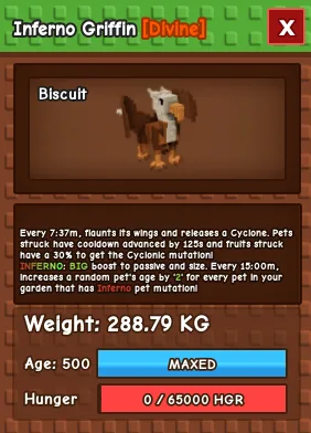 Inferno Griffin 280+KG Age 500 Griffin with Inferno Mutation!