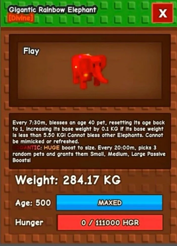 RAINBOW HATCHED ELEPHANT 284KG AGE 500 GIGANTIC MUTATION