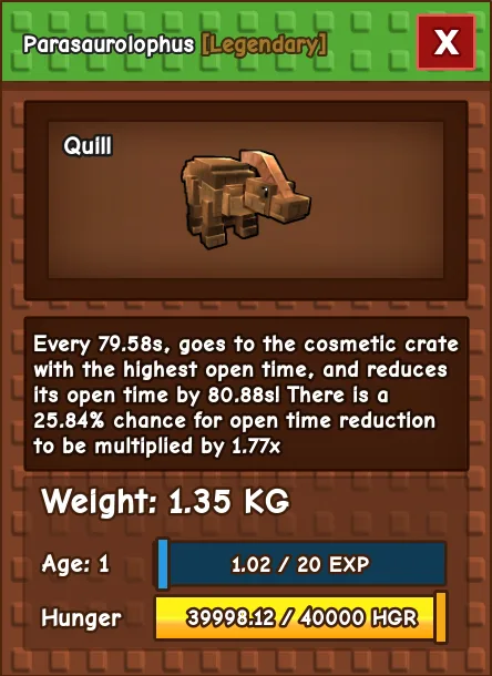 Parasaurolophus LEGENDARY Age 1 1.35KG