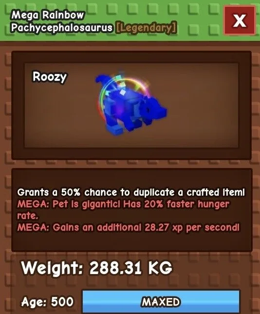 Mega Rainbow Hatched RBH Pachycephalosaurus Grow a garden (GAG). Digital pet. Fully boosted Age 500 Pachy GUARANTEED FAST DELIVERY