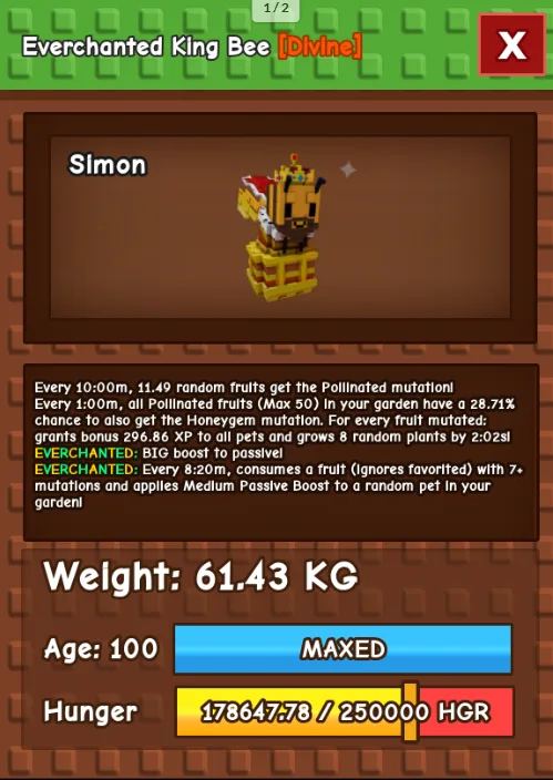 HUGE KING BEE NM / VENOM / EVER 60KG - 61KG
